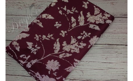 Курточная ткань «Светоотражающие цветы» на бордо