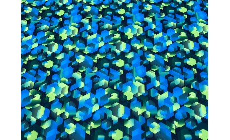 Курточная ткань « Геометрия» в салатово-синих тонах
