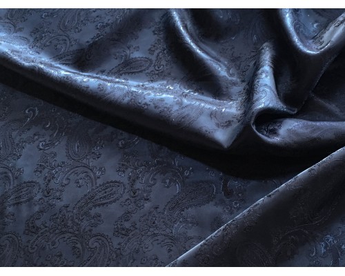 Подкладочная ткань поливискоза жаккард цвет Тёмно-Синий